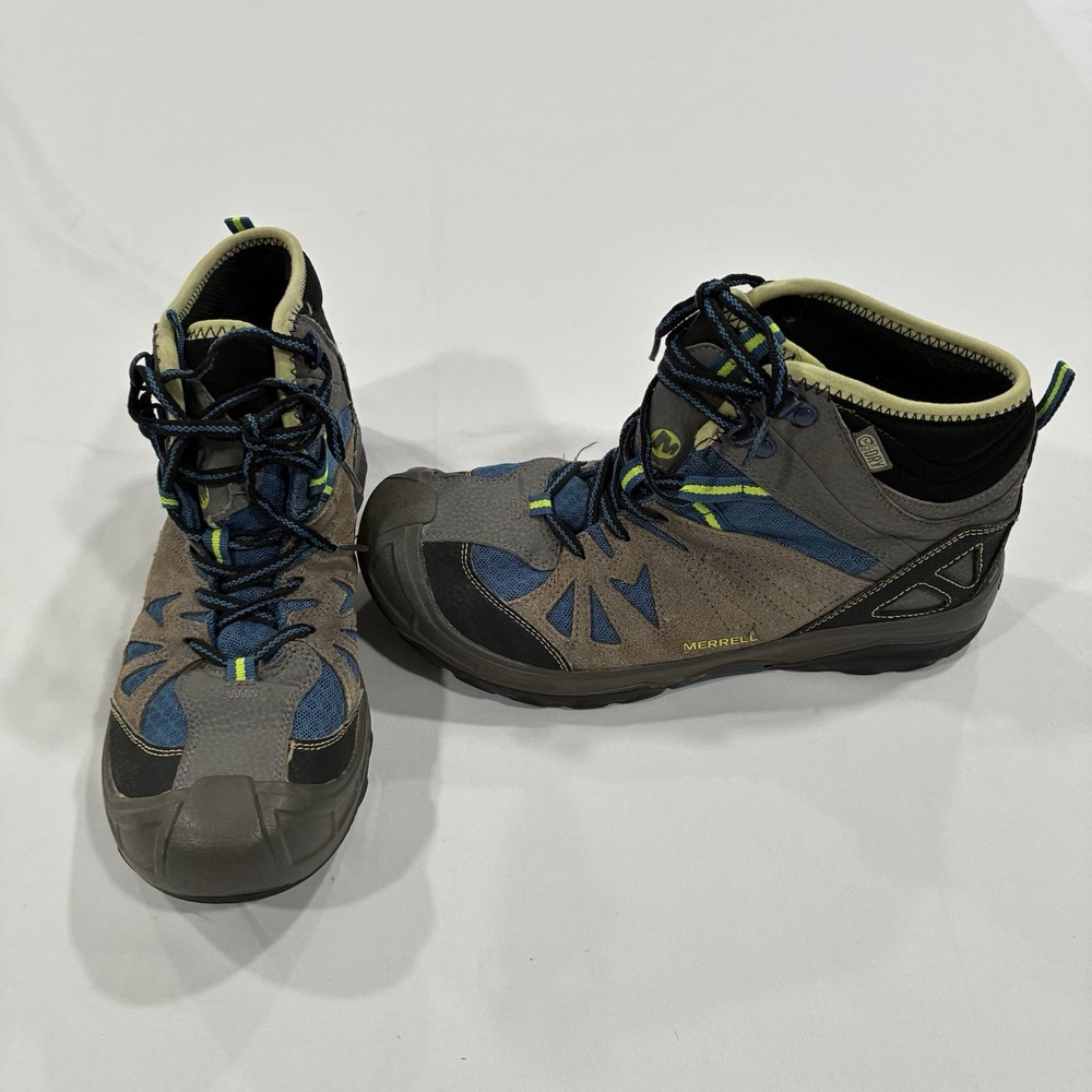 Merrell Capra Mid Dry Gray Blue Leather Boys Hiking Boot MC54635 Size 6